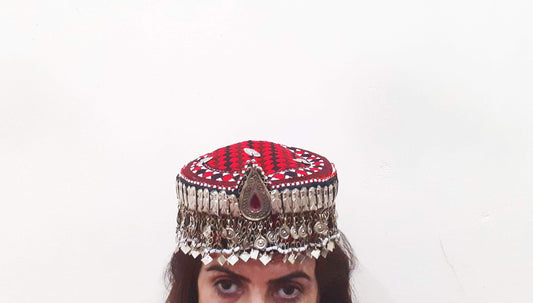 Halima Sultan Cap with mathapatti Headpiece Afghan Women jewlery Haleema Sultan Turkey Cap Red Haleema Sultan Turkey Cap