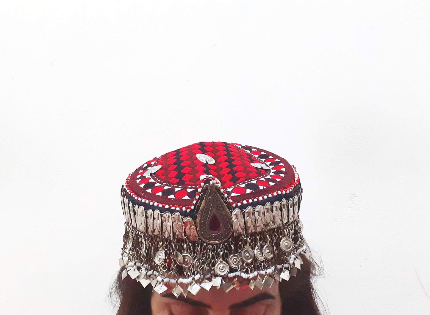 Halima Sultan Cap with mathapatti Headpiece Afghan Women jewlery Haleema Sultan Turkey Cap Red Haleema Sultan Turkey Cap