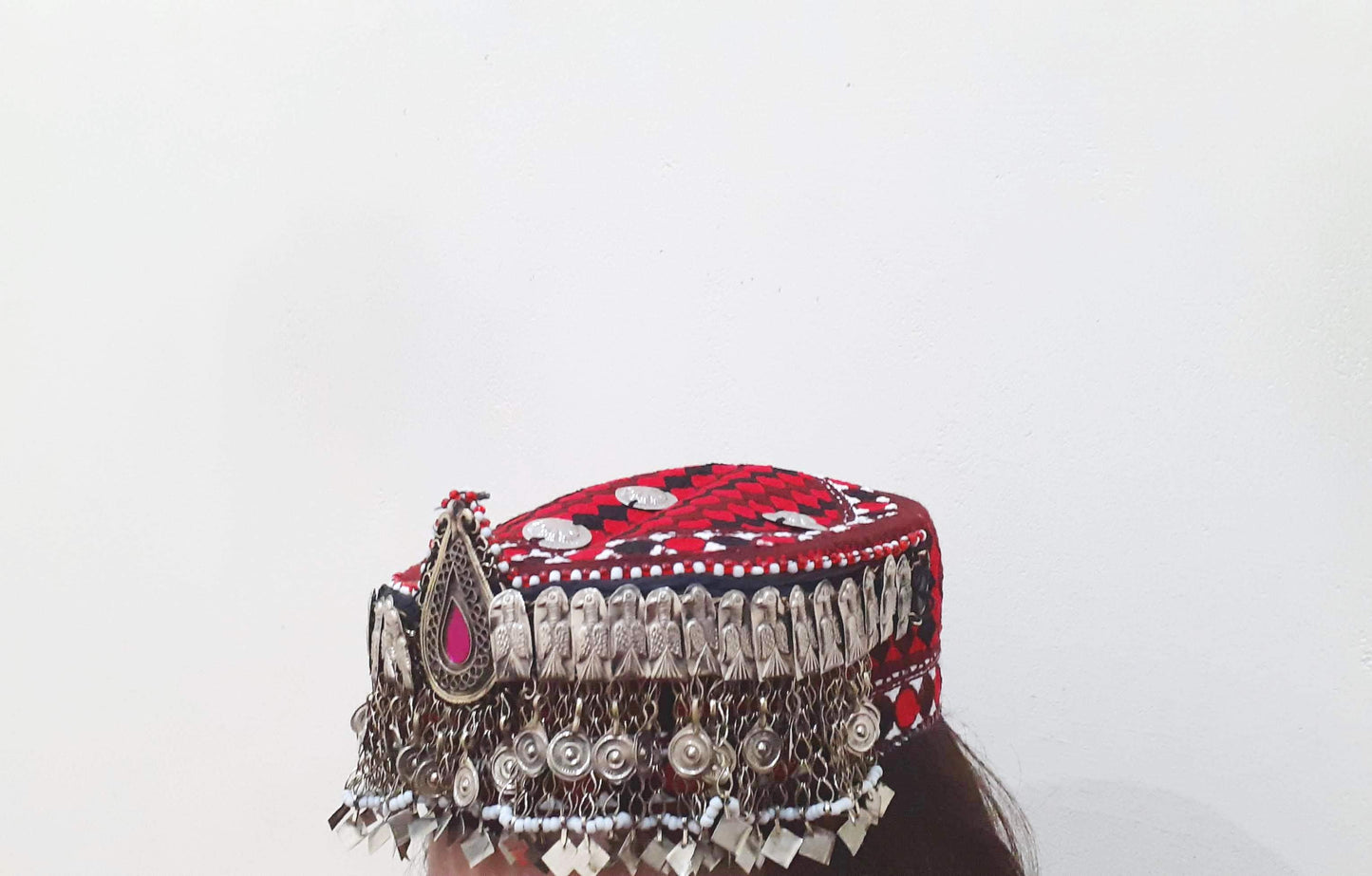 Halima Sultan Cap with mathapatti Headpiece Afghan Women jewlery Haleema Sultan Turkey Cap Red Haleema Sultan Turkey Cap